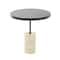 20.5" Black Wood Accent Table with Ivory Marble Base